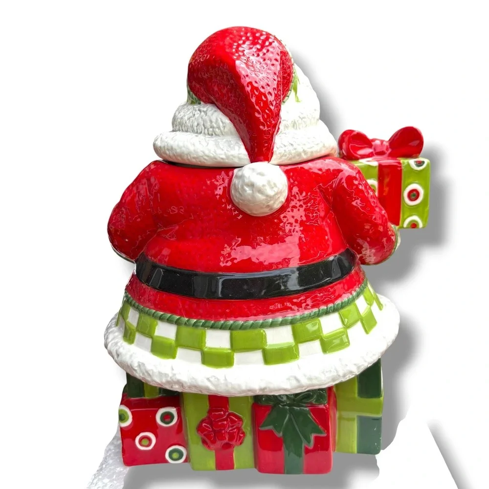Fitz‎ and Floyd Holiday Cheer Santa Cookie Jar Christmas Ceramic Canister 2008